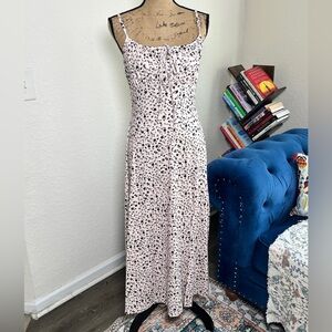 Women's Pink Floral Tie-Front Midi Dress